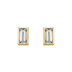 0.08ctw Mini Baguette Bezel Set Diamond Stud Earrings in Solid Gold