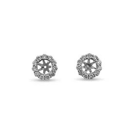 0.72ctw Round Brilliant Natural Diamond Earring Jacket Halos in 18k White Gold