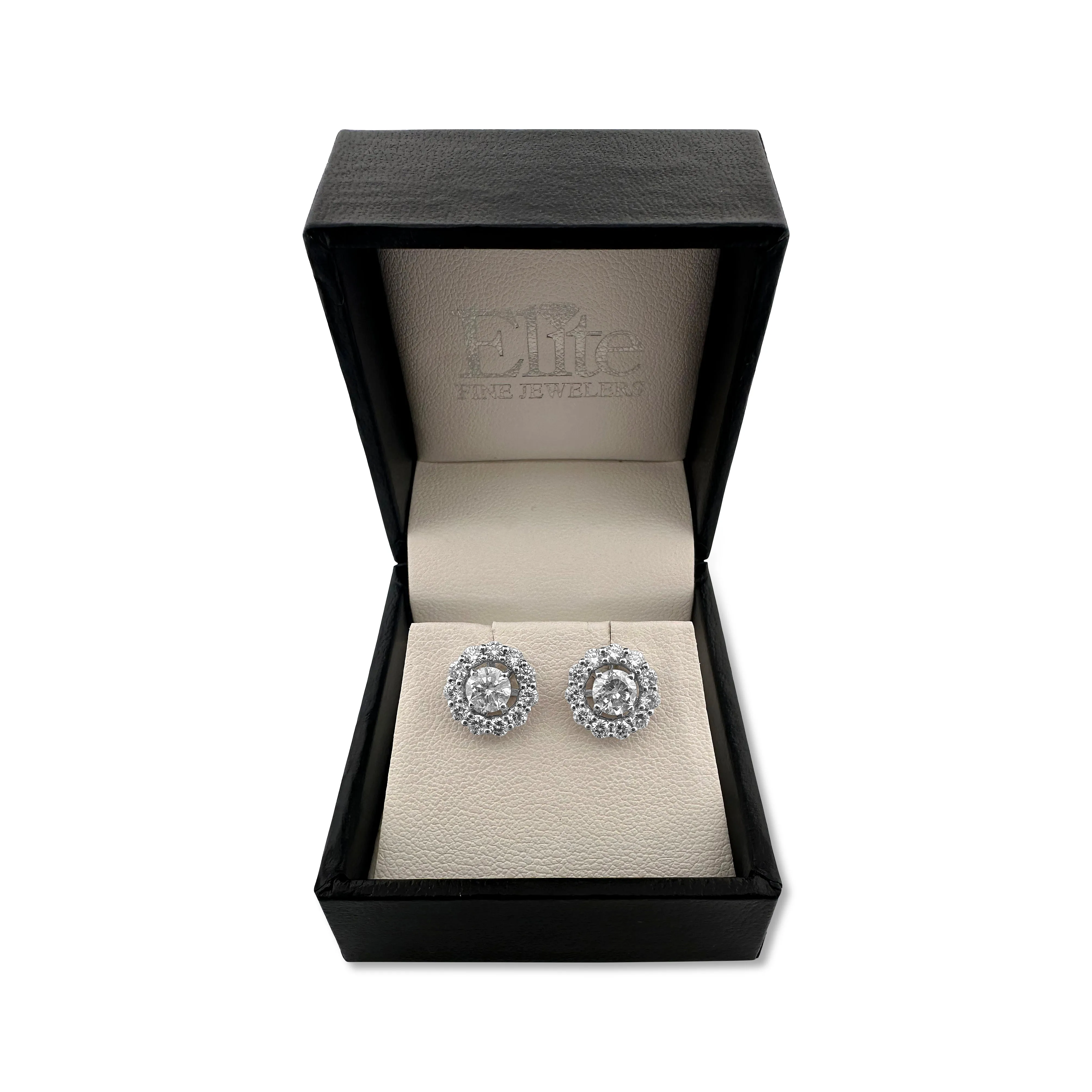 0.72ctw Round Brilliant Natural Diamond Earring Jacket Halos in 18k White Gold