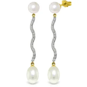 10.1 Carat 14K Solid Yellow Gold Earrings Natural Diamond Pearl