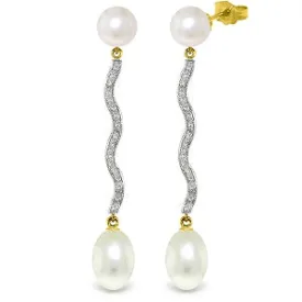 10.1 Carat 14K Solid Yellow Gold Earrings Natural Diamond Pearl