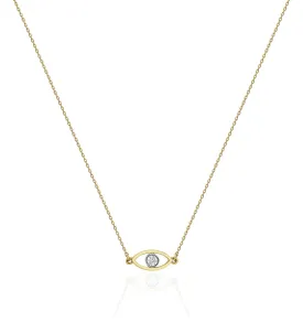 14K Solid Gold Evil Eye Diamond Necklace