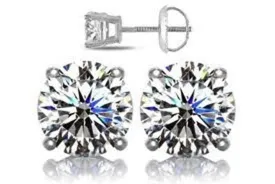 2.00 Carat T.W. Round Brilliant Cut White Gold Diamond Studs
