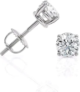 5.00 Carat T.W. Round Brilliant Cut White Gold Diamond Studs IGI Lab Grown Diamond with Secure Screw Back D-E Color