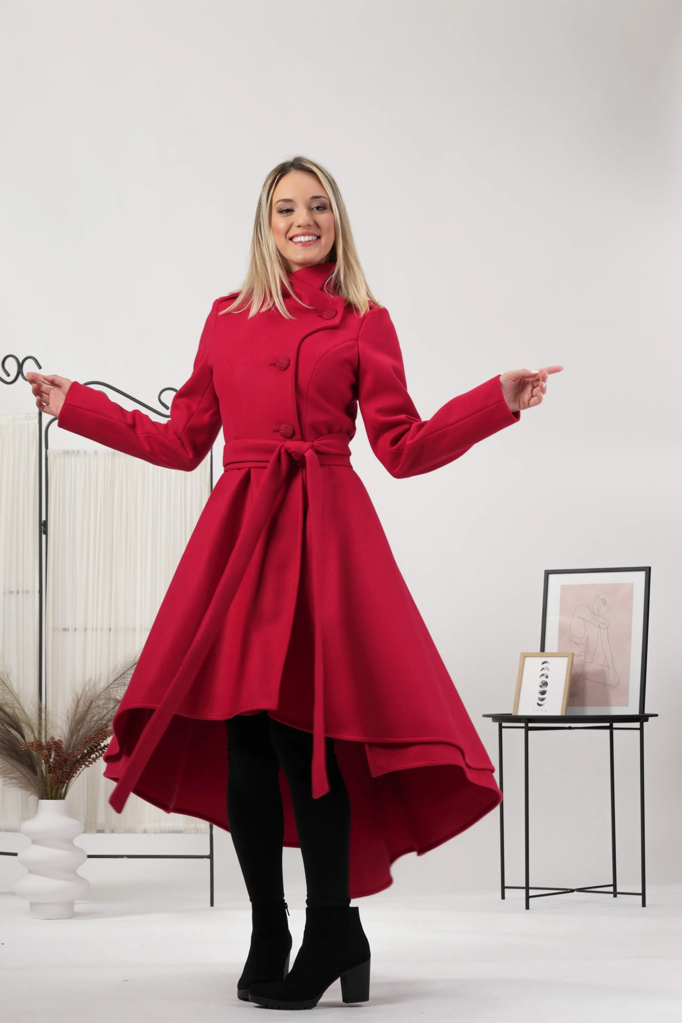 A-Line Layered Wool Coat