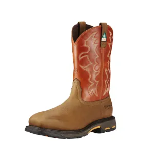 Ariat Mens Workhog Wide Square Toe Csa Composite Toe Work Boot Dark Earth