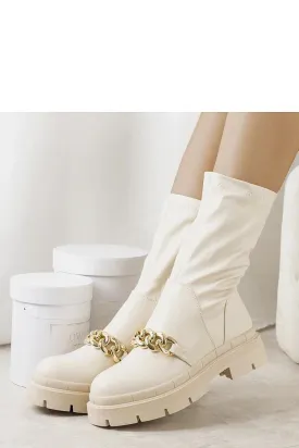Beige high-soled boots