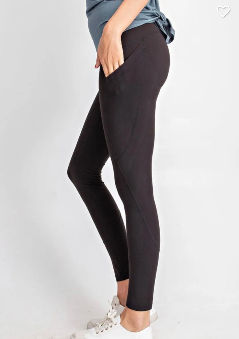 Black Yoga Stitch pocket Leggings