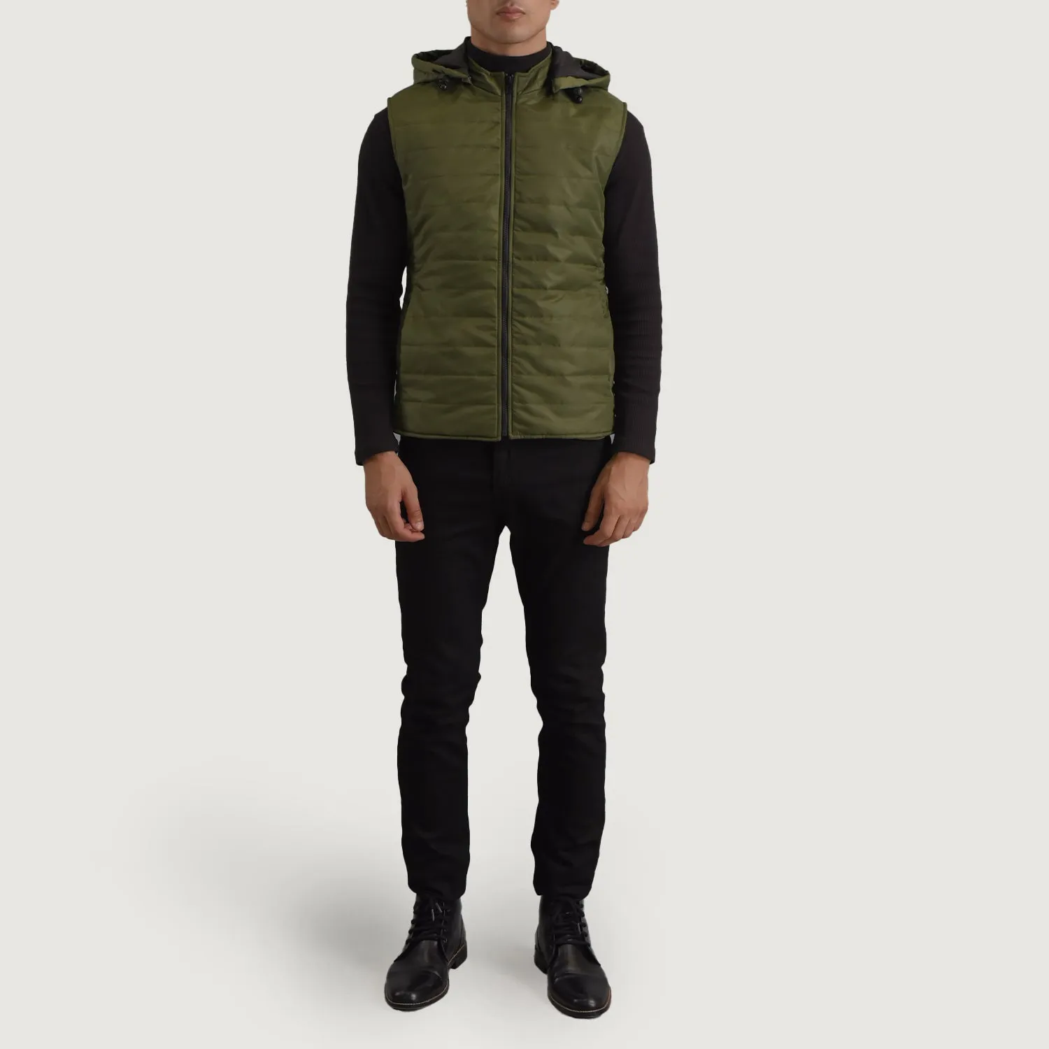 Carlo Green Hooded Puffer Vest