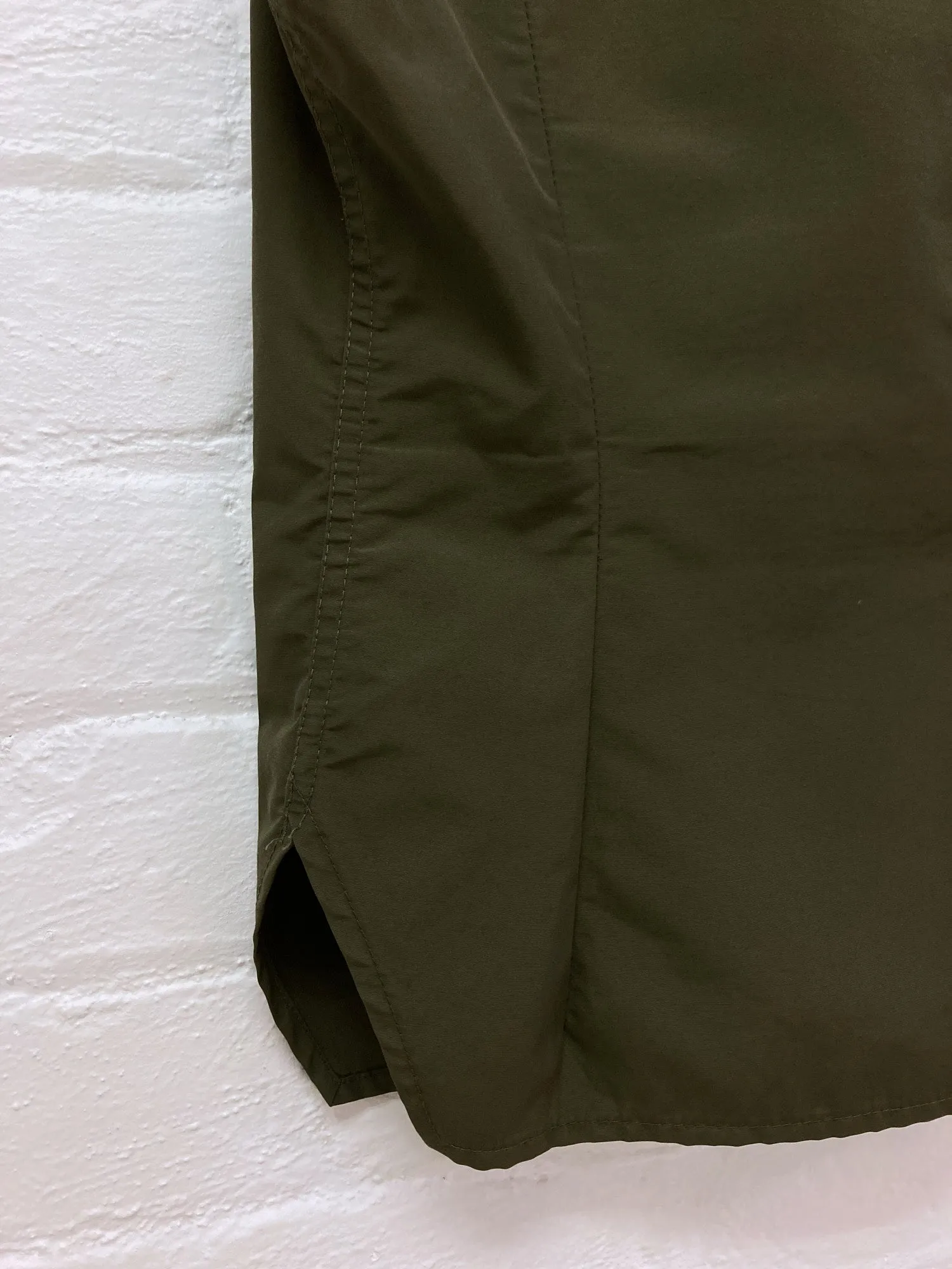 Christophe Lemaire khaki cotton nylon high neck vest with collar hood - S