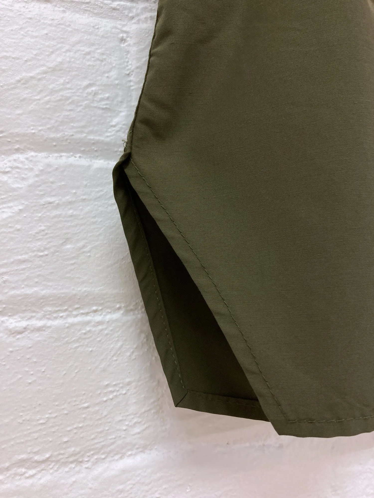 Christophe Lemaire khaki cotton nylon high neck vest with collar hood - S