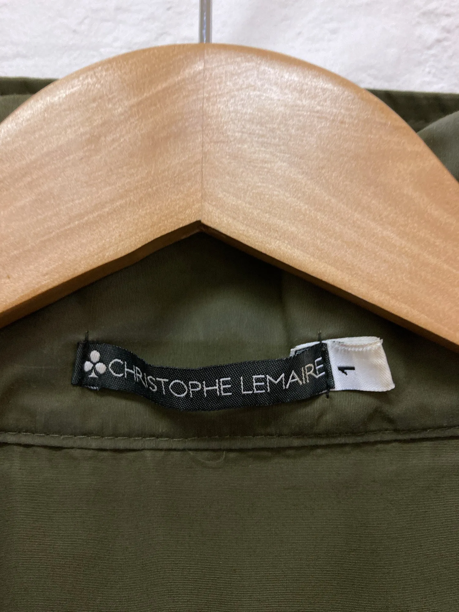 Christophe Lemaire khaki cotton nylon high neck vest with collar hood - S