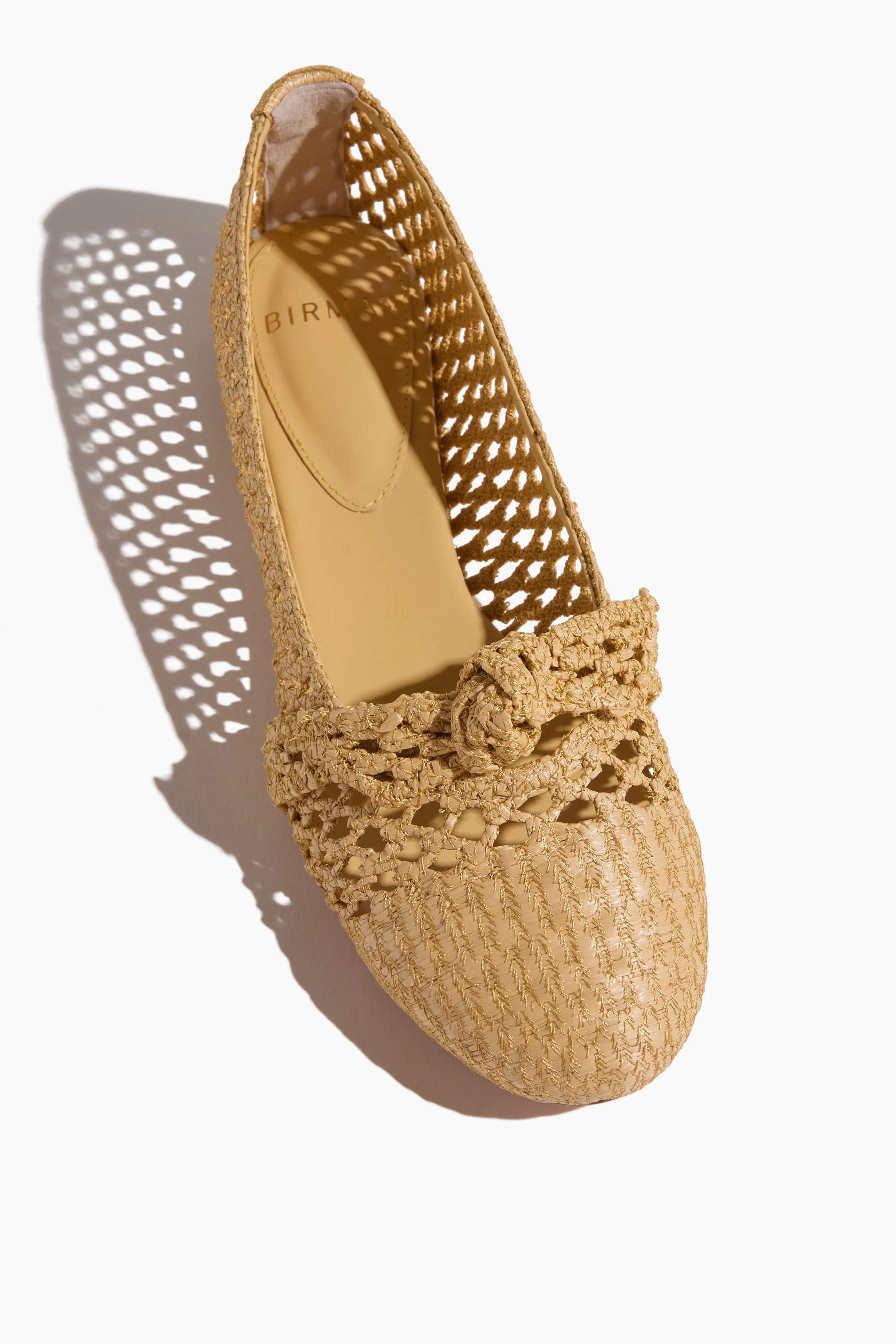 Clarita Ballerina Raffia Shoes in Natural