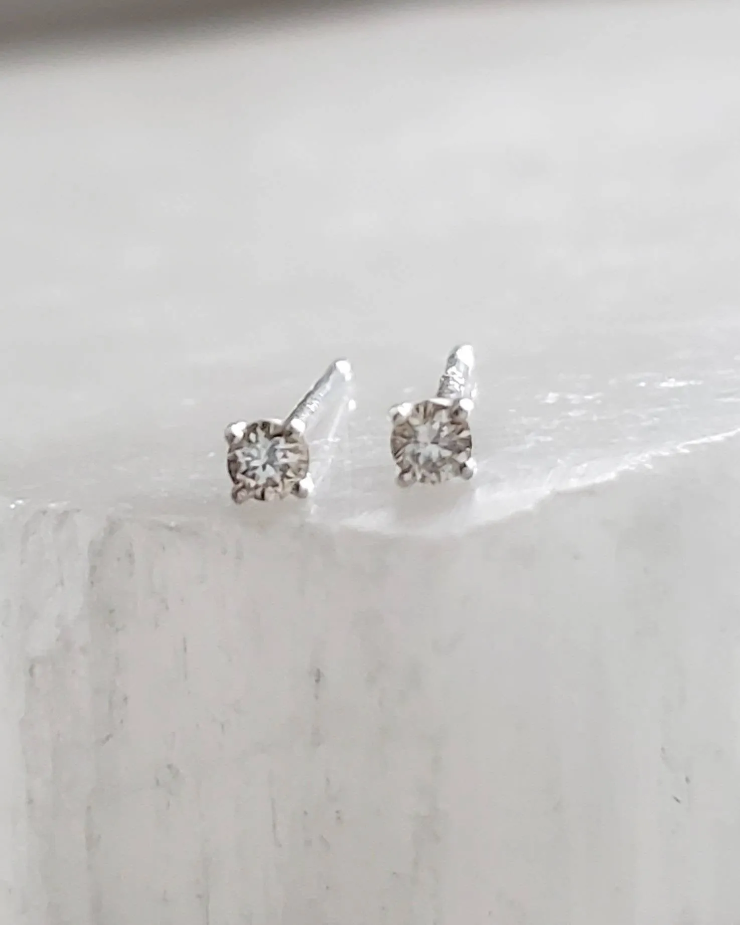 Dainty Diamond Studs in 14k Gold