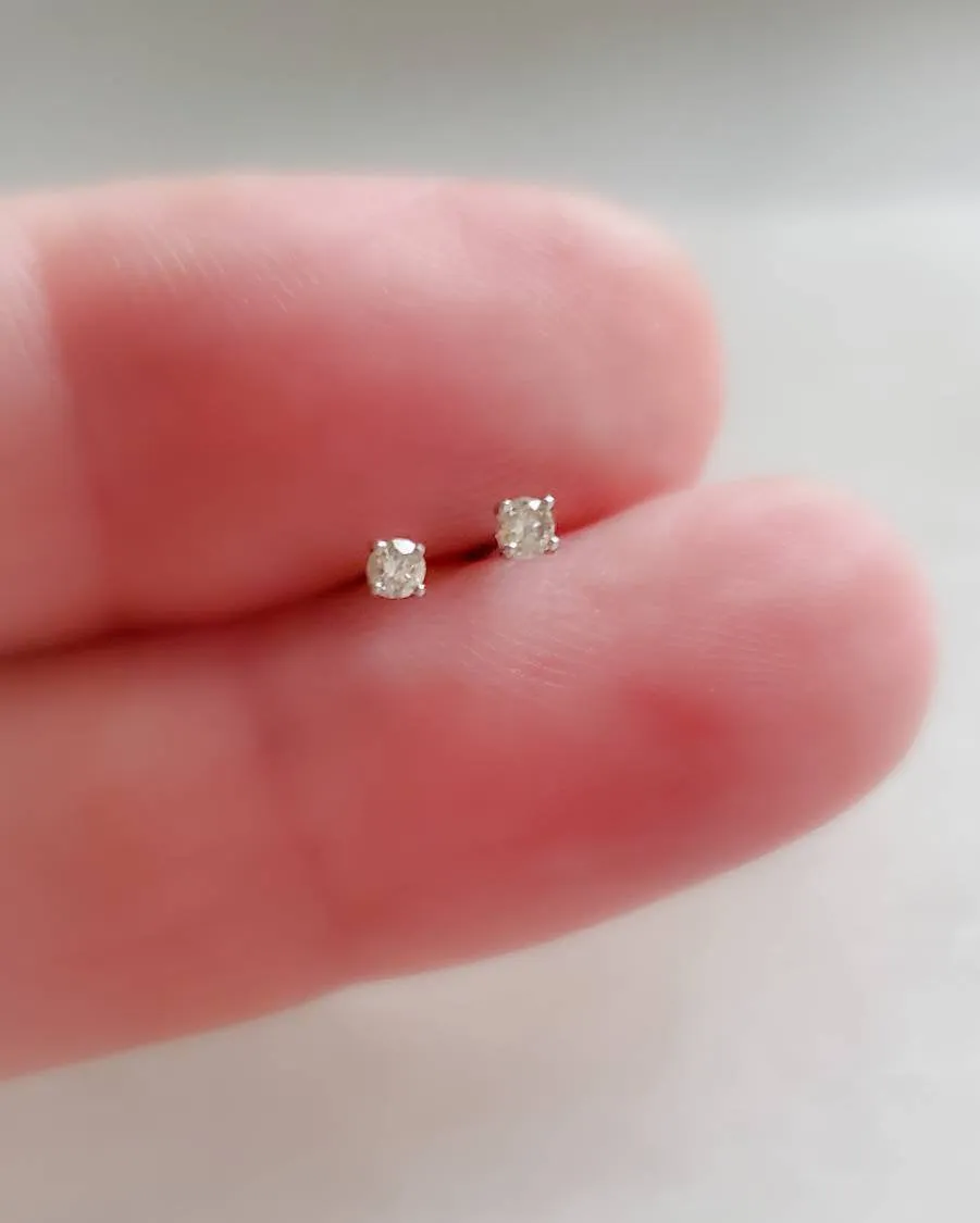 Dainty Diamond Studs in 14k Gold