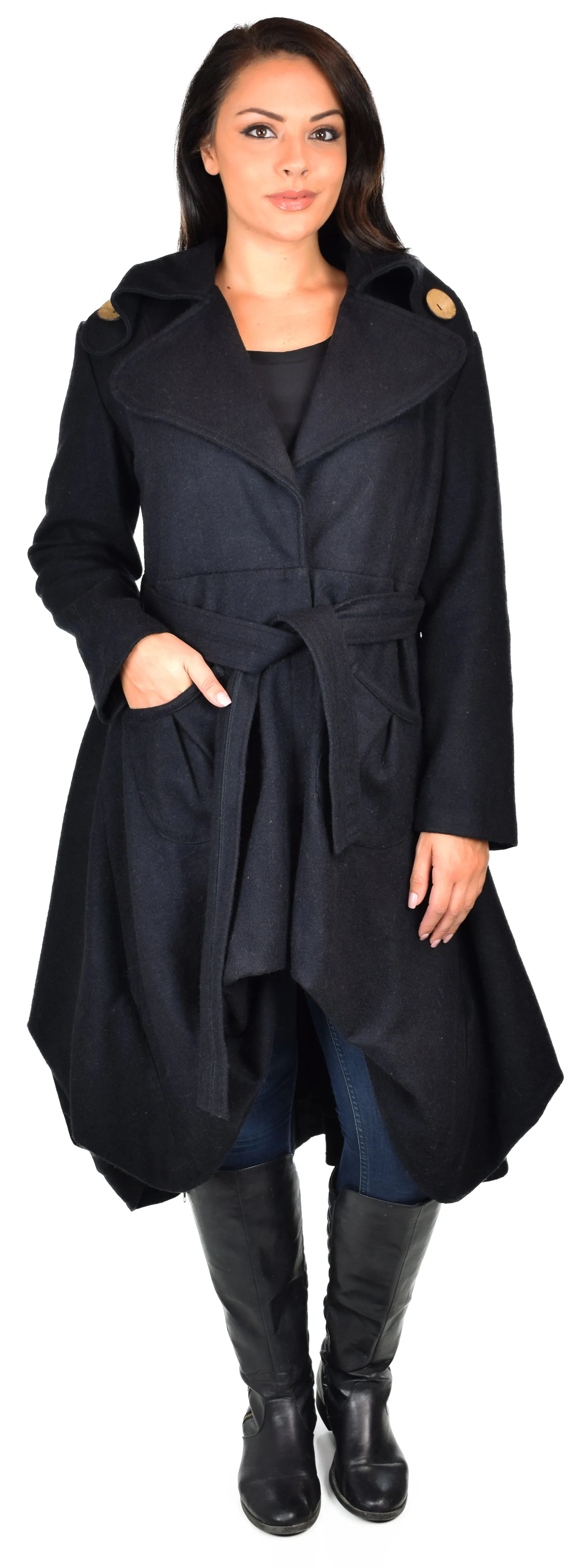 Desiger all wool coat, Women Coat, Wool Coat, Swing Coat, Hi low Coat, Lagenlook coat, Winter coat, Wool jacket, Camel Color