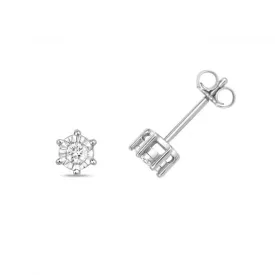 Diamond Jewellery 9ct White Gold Diamond Illusion Plate Studs ED167W