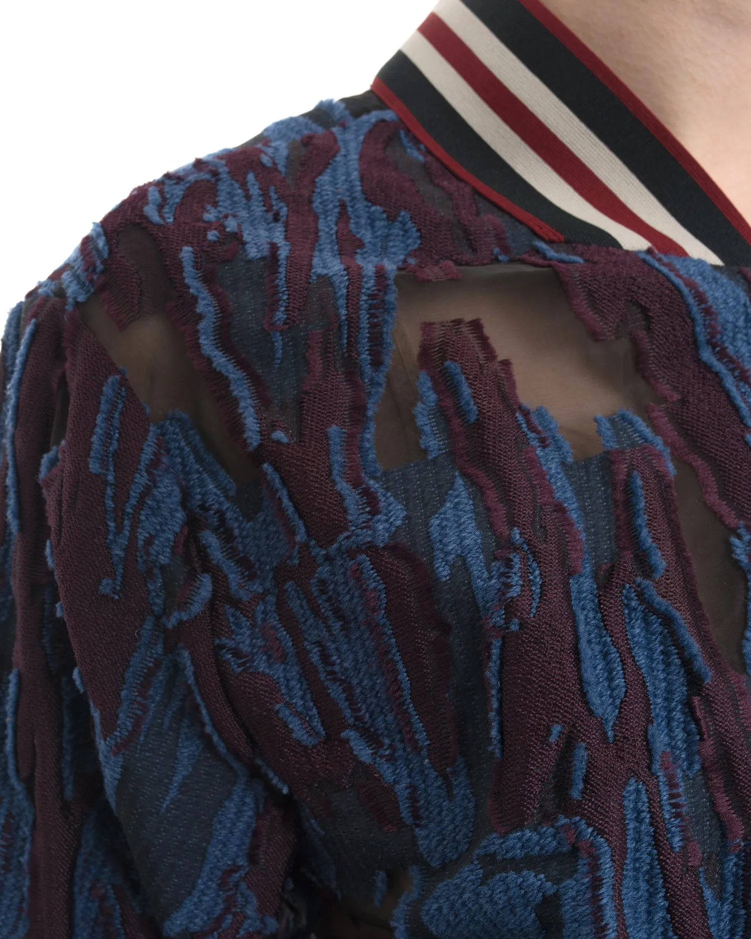 Dorothee Schumacher Blue Purple and Sheer Bomber Jacket - M