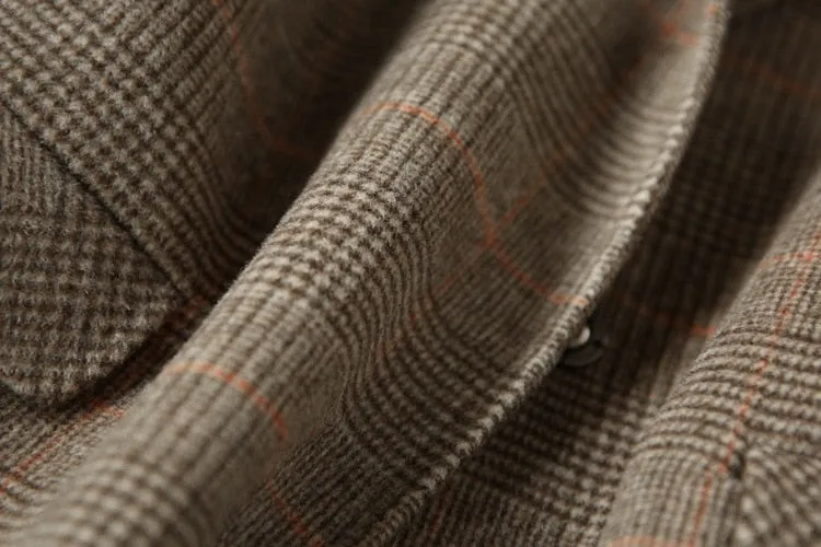 Elegant Office Chic Wool Blend Khaki Blue Winter Coats