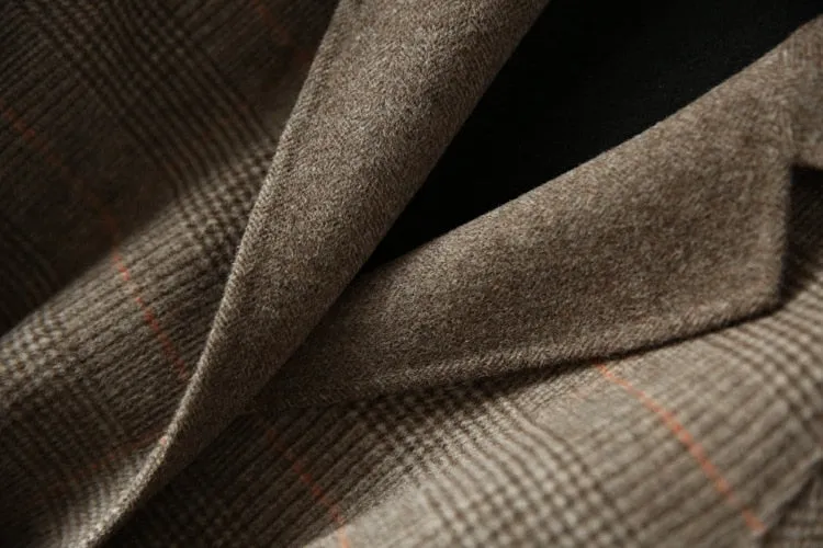 Elegant Office Chic Wool Blend Khaki Blue Winter Coats