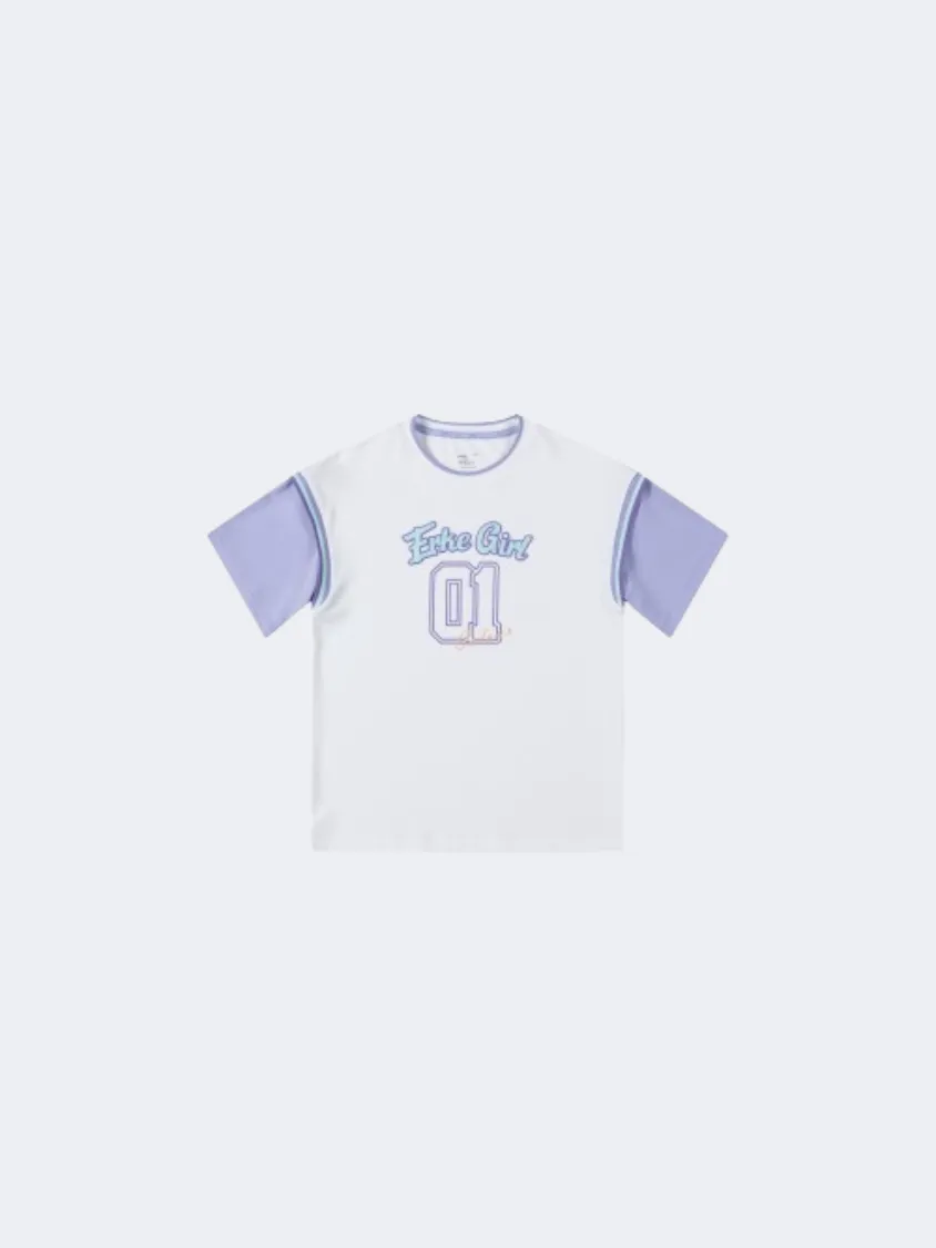 Erke Kids-Girls Training Neck T-Shirt White