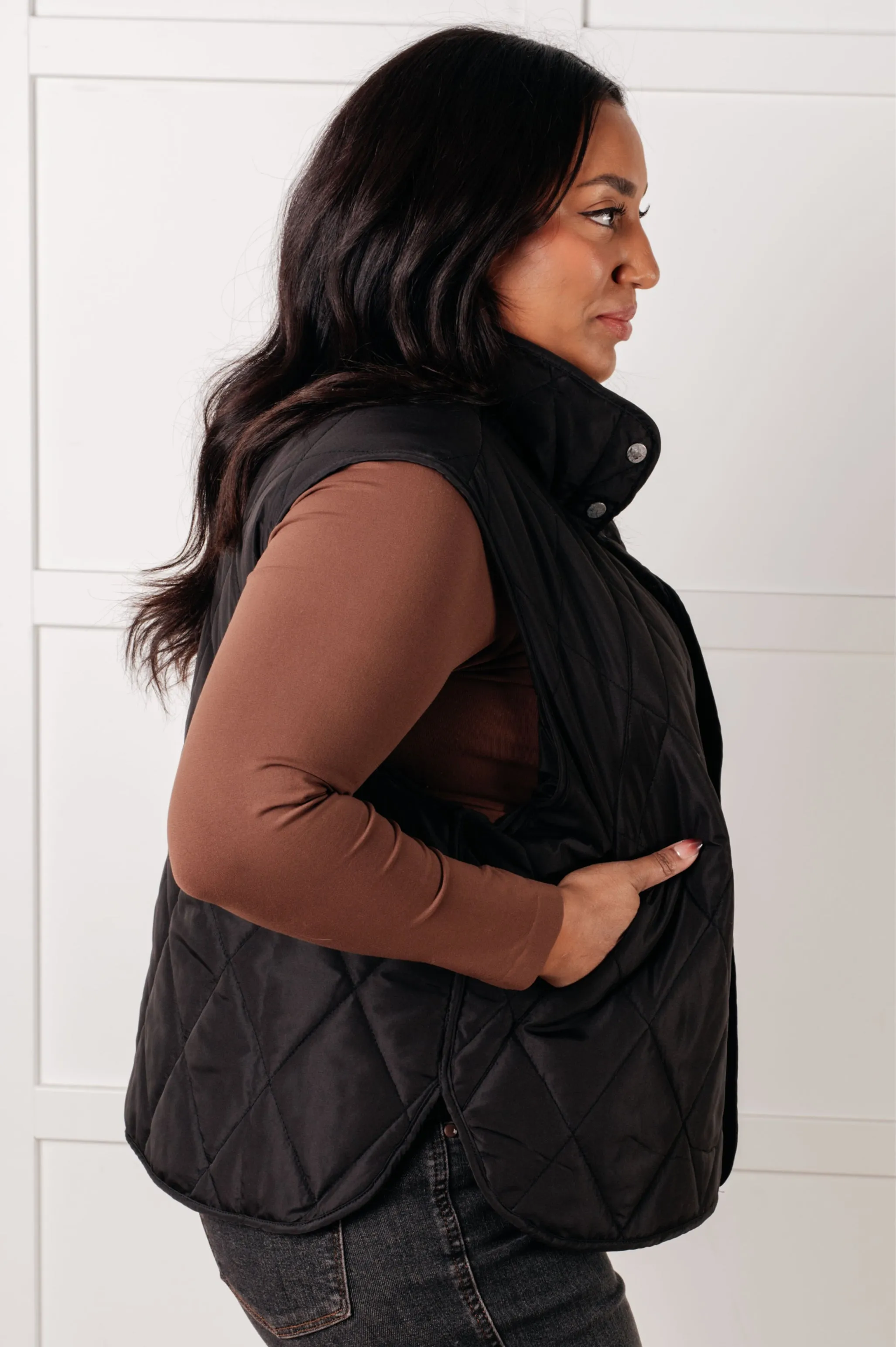 Haptics Layering Queen Quilted Puffer Vest in Black