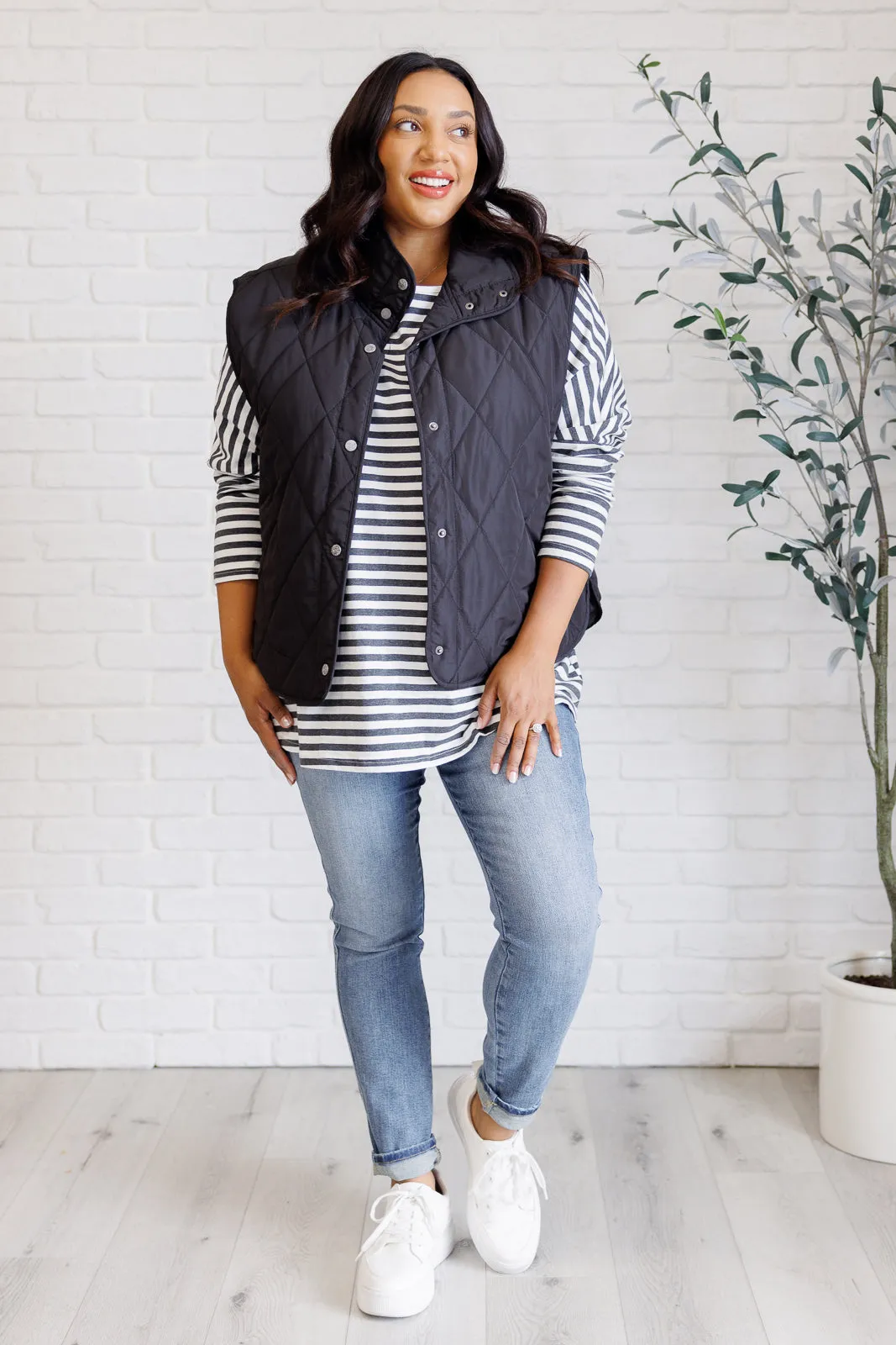 Haptics Layering Queen Quilted Puffer Vest in Black