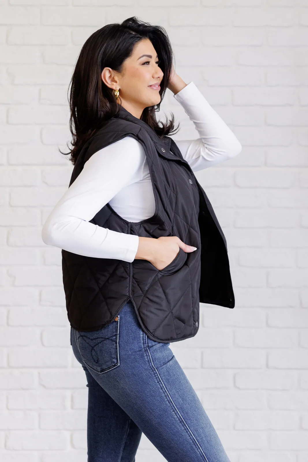 Haptics Layering Queen Quilted Puffer Vest in Black