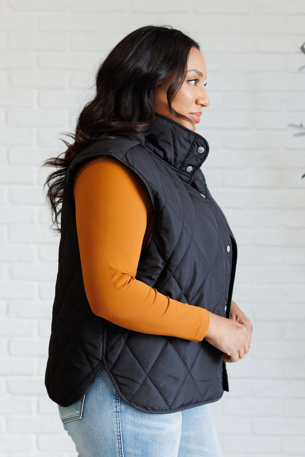 Haptics-Layering Queen Quilted Puffer Vest in Black
