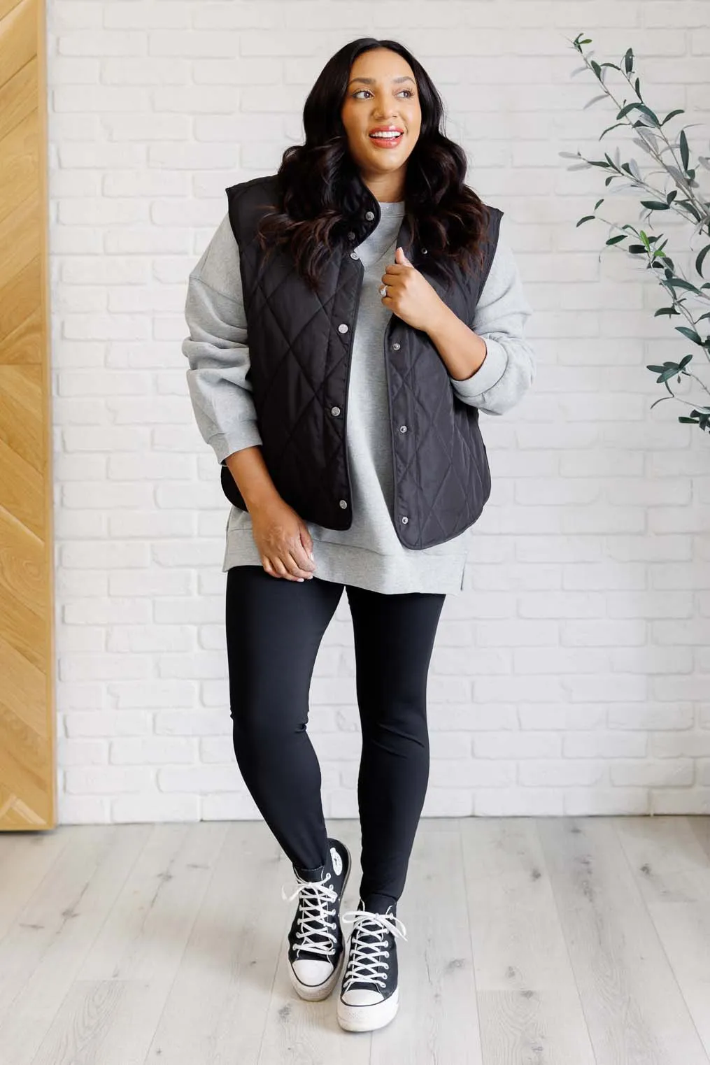Haptics-Layering Queen Quilted Puffer Vest in Black
