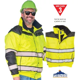 High Contrast 3-In-1 Bomber Jacket - Lime - Large