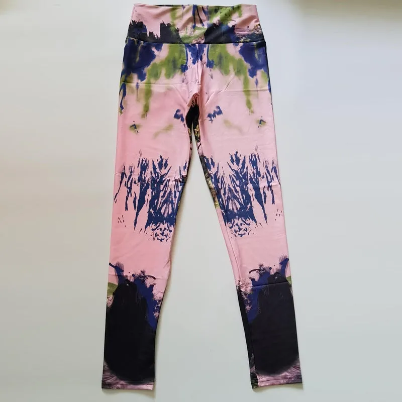 High Elastic Abstract Pattern High Waist Yoga Leggings - GlamzLife