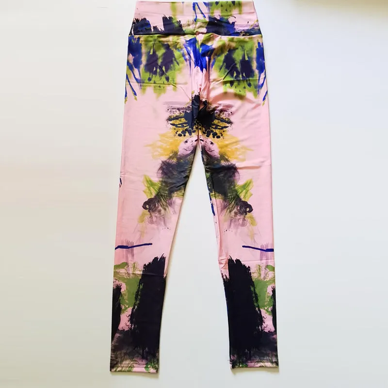 High Elastic Abstract Pattern High Waist Yoga Leggings - GlamzLife