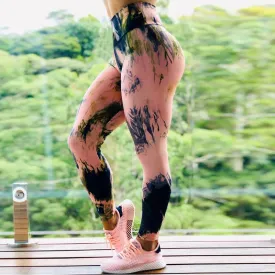 High Elastic Abstract Pattern High Waist Yoga Leggings - GlamzLife