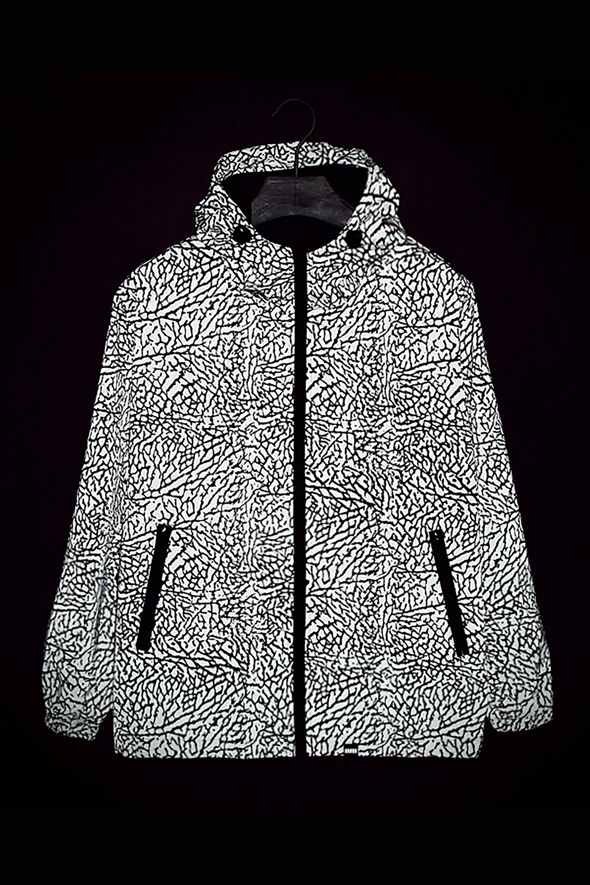 Hooded Crackled Print Windbreaker Jacket