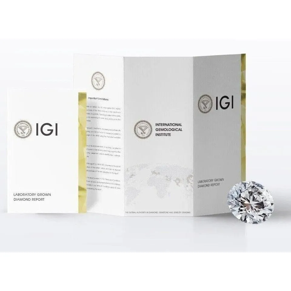 IGI,F/VS1 ,2 CT Solitaire Lab-Grown Round Diamond Studs Earring, 18K Yellow Gold