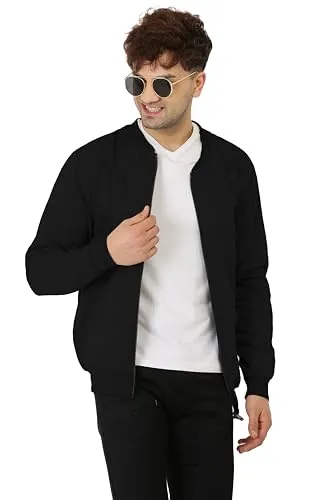 Jashiya LEOTUDE Full Sleeve Regular Fit Bomber Jacket For Men (JKT_0002_P_Black_M)
