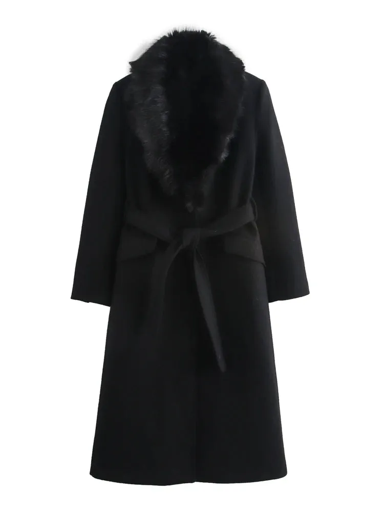 Josephina Faux Fur Collar Woolen Coat