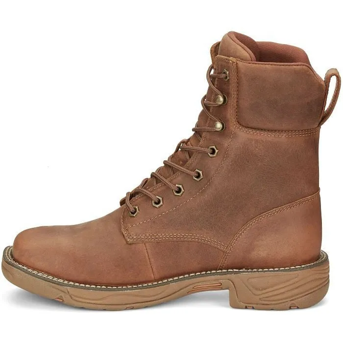 Justin Men's Rush 8" WP Lace Up Western Work Boot -Brown- SE467