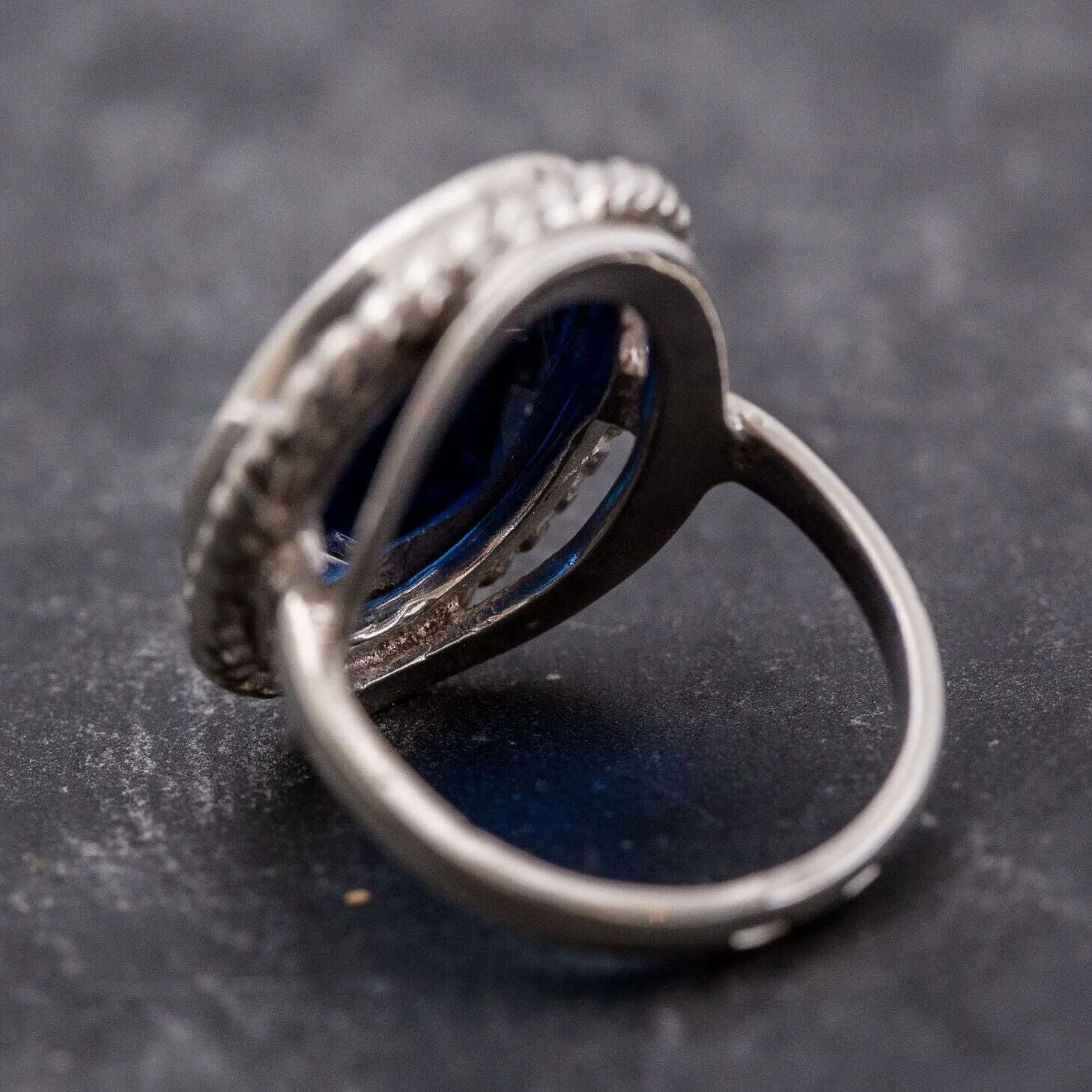 Large Sapphire Ring - Royal Blue Ring - Vintage Cocktail Ring