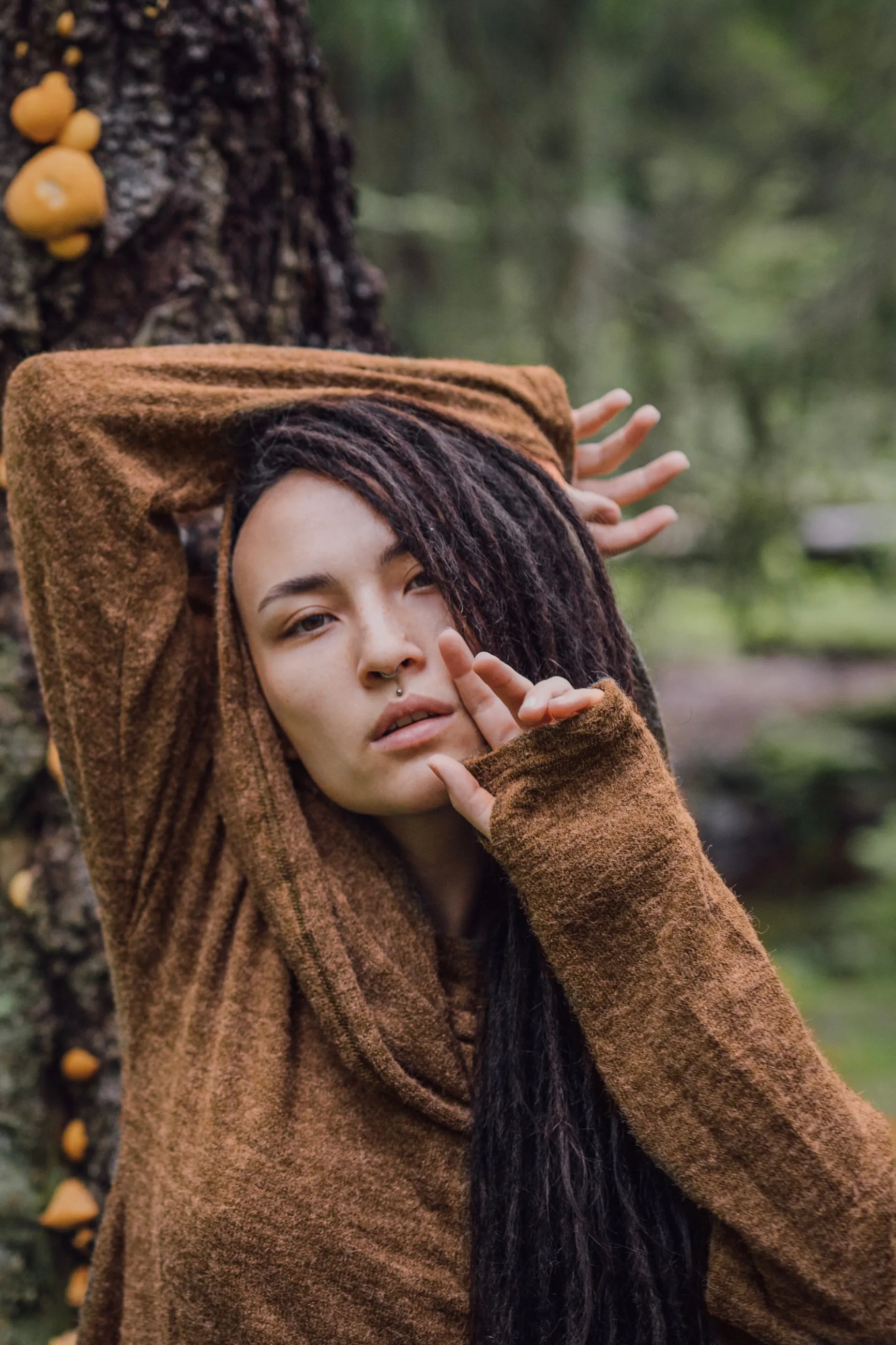 Long Hooded Sweater Coat Sheela Caramel