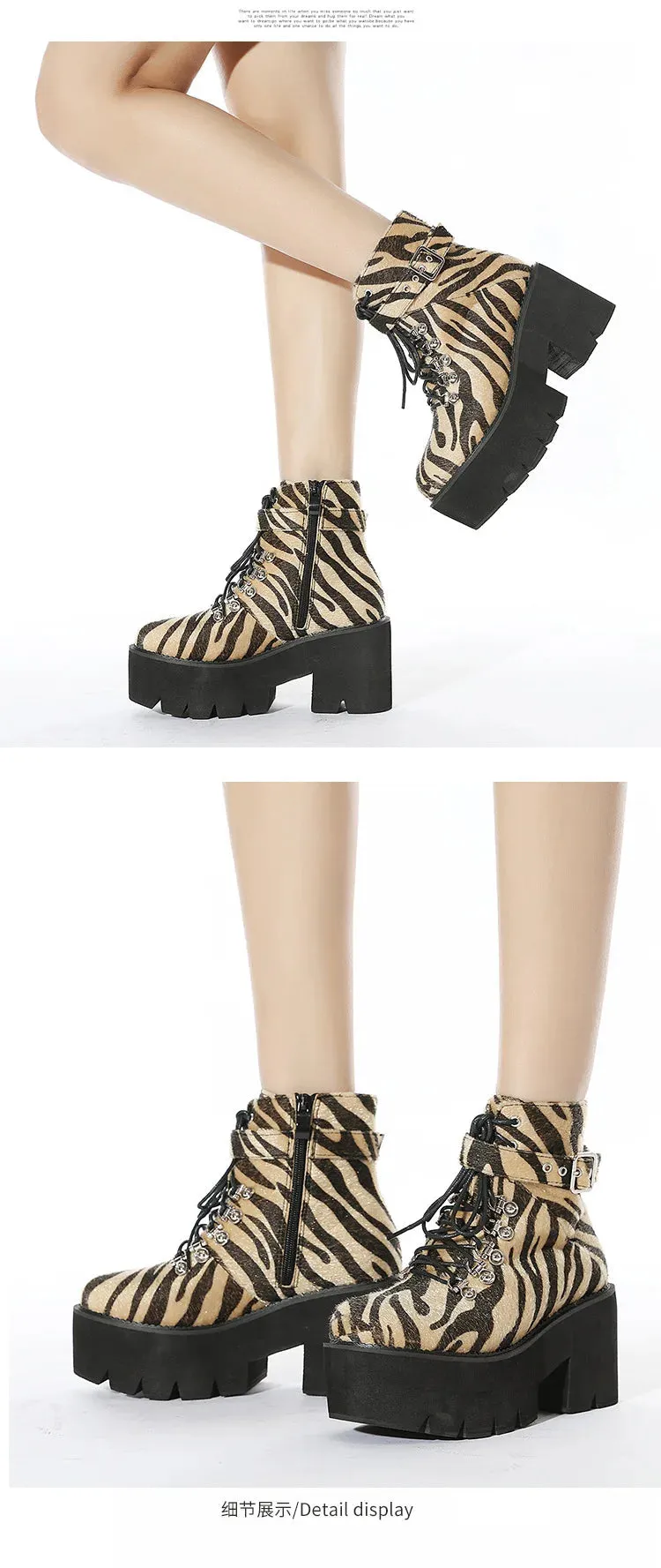 Luscious Leopard High Chunky Heel Platform Ankle Boots