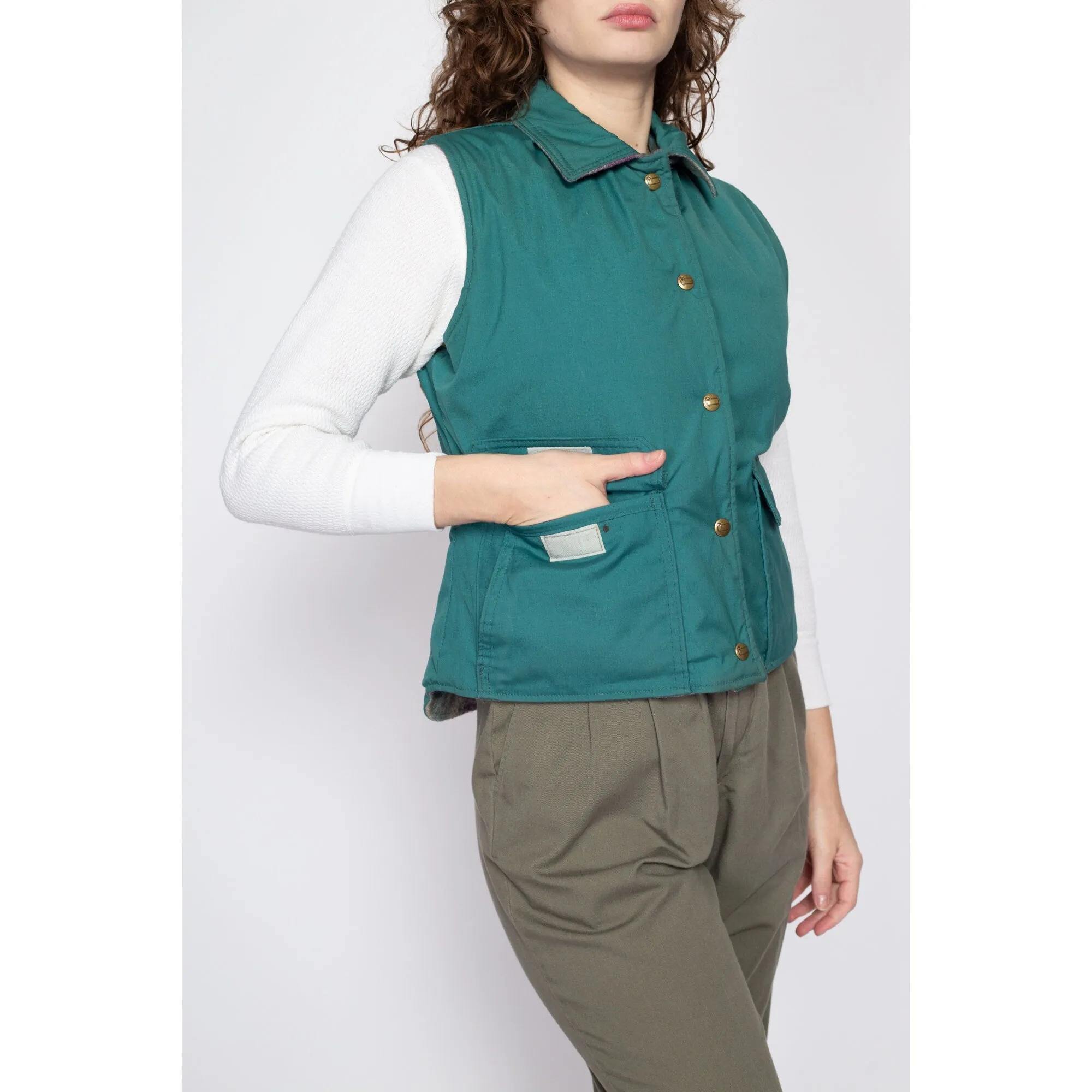 Medium 80s Woolrich Teal & Plaid Reversible Vest