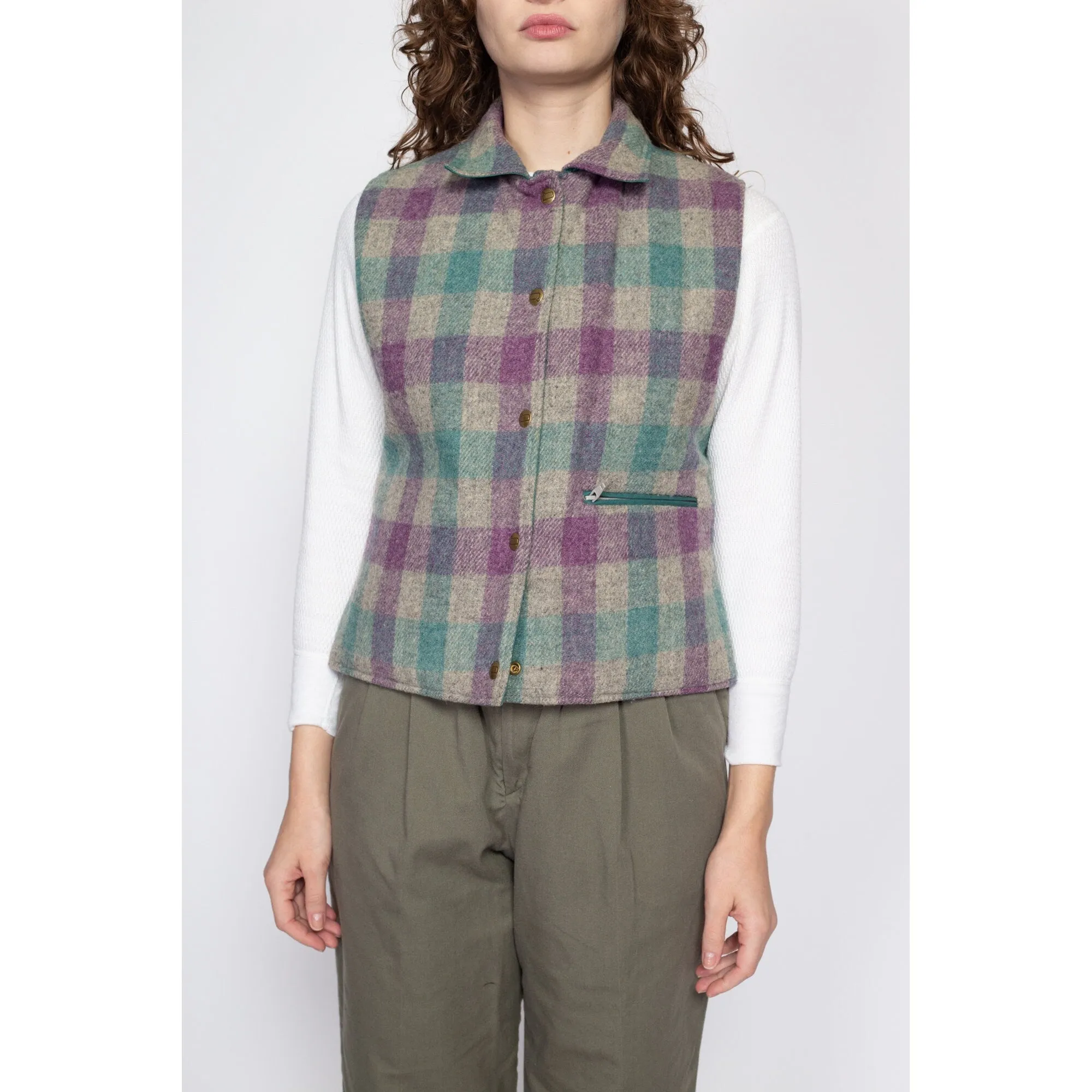 Medium 80s Woolrich Teal & Plaid Reversible Vest