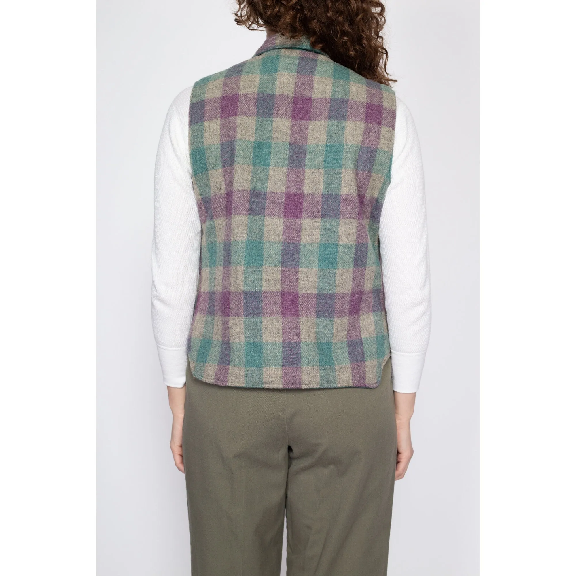 Medium 80s Woolrich Teal & Plaid Reversible Vest