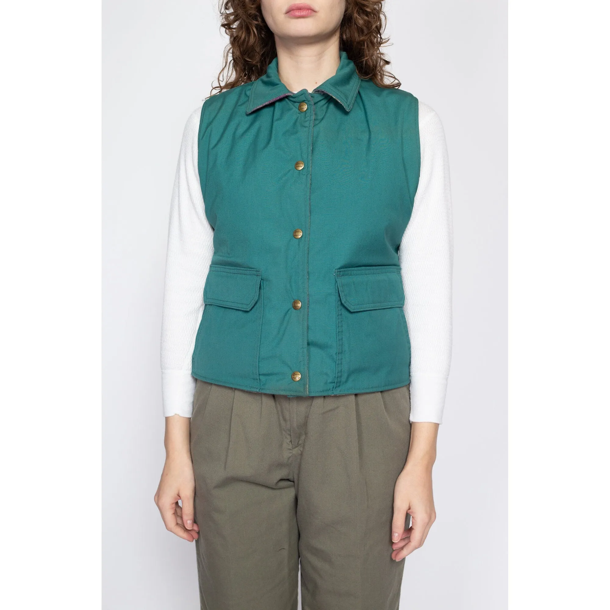Medium 80s Woolrich Teal & Plaid Reversible Vest