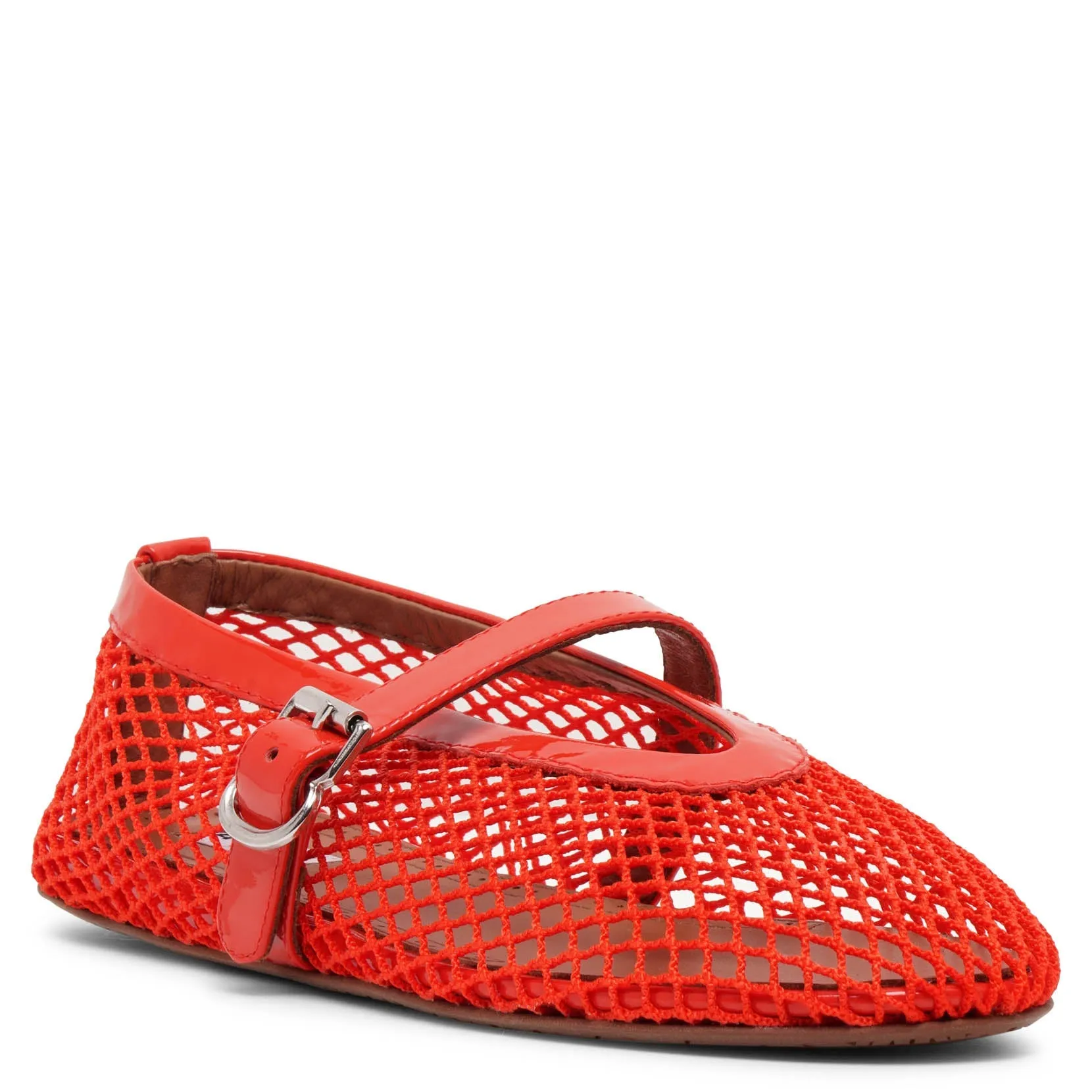 Orange mesh ballet flats