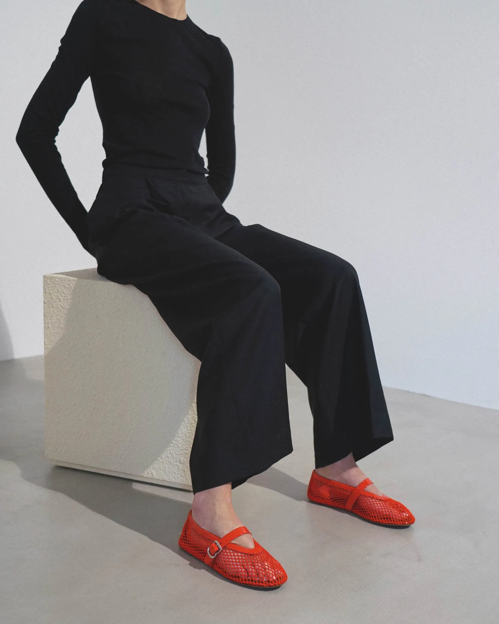 Orange mesh ballet flats