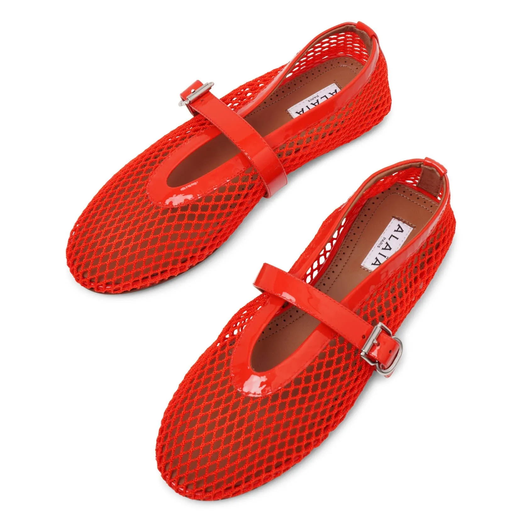 Orange mesh ballet flats