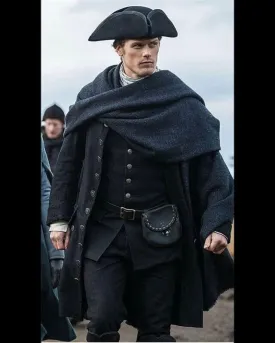 Outlander Jamie Fraser Black Long Coat S04